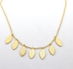 Brass Leaf charm necklace, 22k gold plated necklace for women, Handmade jewelry Manufacturer